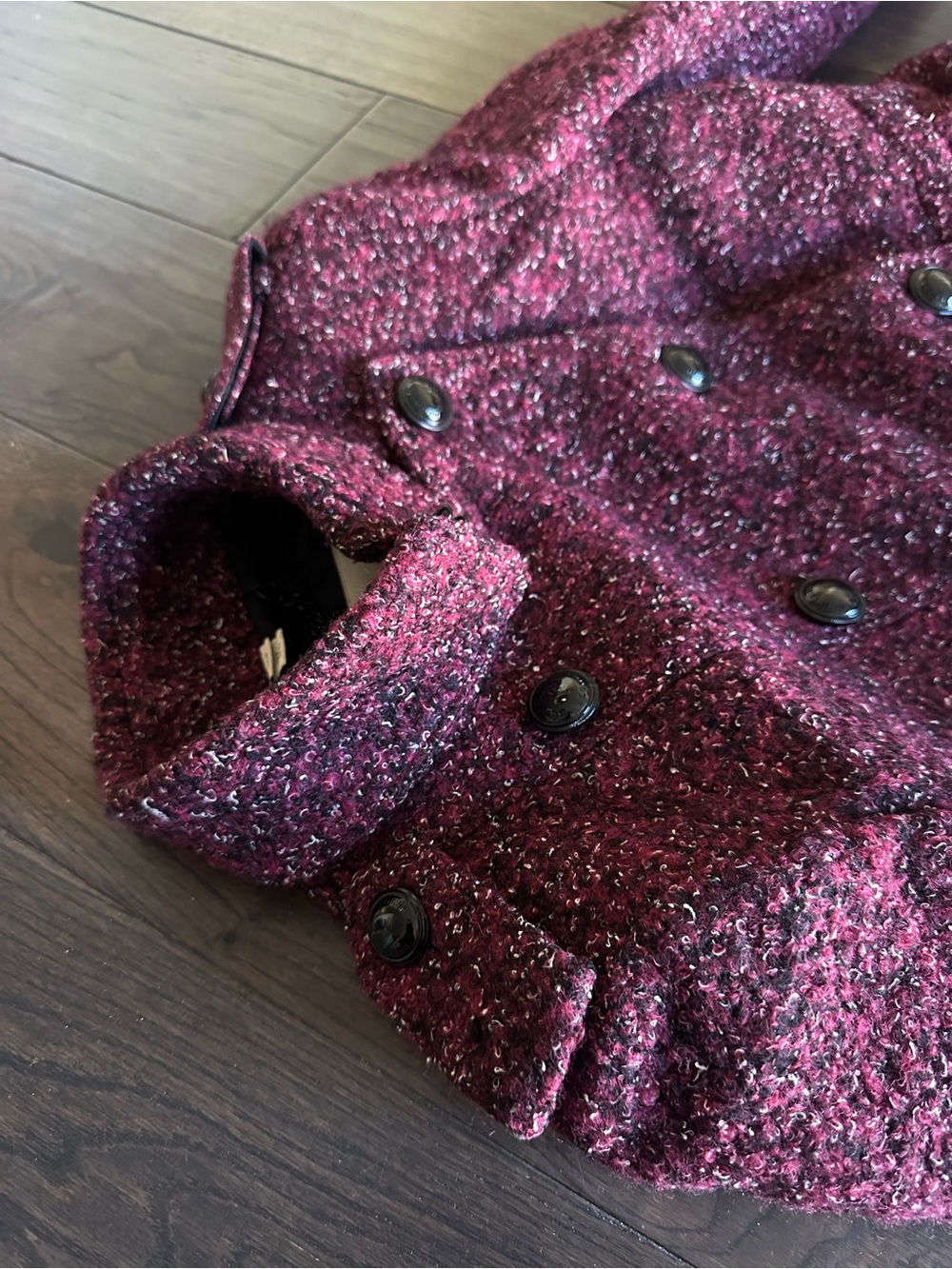 Burberry Burgundy Tweed Jacket Coat size UK 6 US 4 - Picture 3 of 13